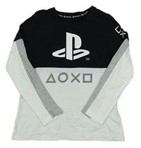 Černo-bílo-šedé triko s logem PlayStation zn. C&A