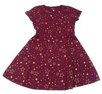 Vínové bavlněné šaty s hvězdami zn. F&F