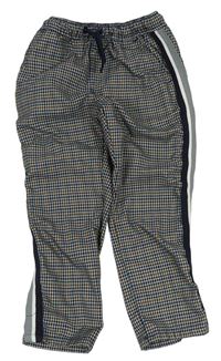 Tmavomodro-šedo-skořicové kostkované teplákové kalhoty zn. Next