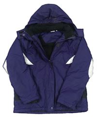 Tmavomodro-černo-fialová šusťáková zimní lyžařská bunda s kapucí zn. Alive