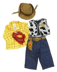 Kostým -5pack- Žlutá kostkovaná košile + Kalhoty + klobouk + šátek + vesta + Andy Příběh Hraček zn. Disney