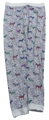 Bílo-modré vzorované pyžamové kalhoty se zebrami zn. M&S
