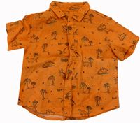 Oranžová lněná košile s dinosaury 