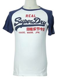 Pánské bílo-tmavomodré tričko s logem Superdry 