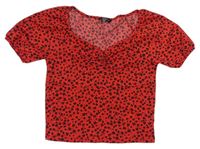 Červeno-černé květované tričko zn. New Look
