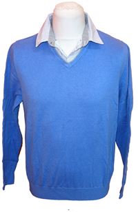 Pánský modrý svetr s vsadkou zn. M&S