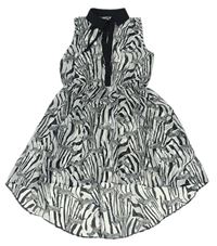 Bílo-černé vzorované šifonové šaty se zebrami zn. YD