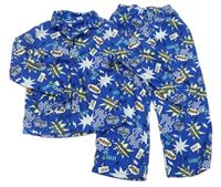 Safírové plyšové pyžamo s nápisy zn. Peacocks