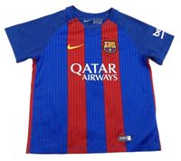 Safírovo-červený pruhovaný fotbalový funkční dres - FC Barcelona zn. Nike