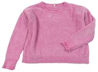 Růžový žinilkový crop svetr zn. Y.d