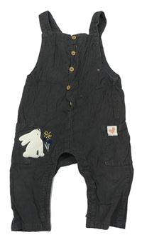 Antracitové manšestrové laclové kalhoty s králíkem zn. M&S