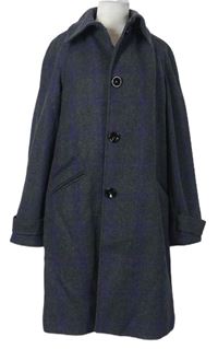 Dámský tmavošedo-fialový kostkovaný vlněný kabát zn. H&M