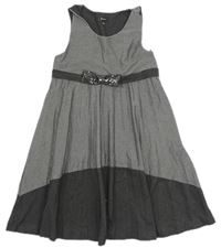 Šedo-černé melírované šaty s páskem zn. Picapino