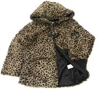 Hnědý koženkový leopardí přechodový kabát 