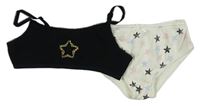 2set- Černá lambáda + Krémové kalhotky s hvězdičkami zn. George