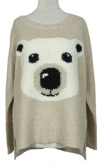 Dámský béžový svetr s medvídkem zn. George 