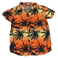Oranžovo-žluto-černá košile s palmami zn. Primark