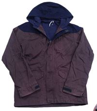 Švestkovo-tmavomodrá riflová jarní bunda s kapucí zn. M&Co.