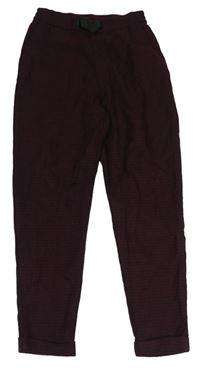 Tmavovínovo-černé vzorované úpletové kalhoty s mašličkou zn. H&M