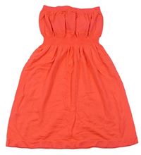Neonově oranžové šaty s perforovaným vzorem zn. Yd.