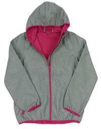 Šedo-růžová softshellová bunda s kapucí zn. Y.F.K.