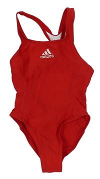 Červené jednodílné plavky s logem zn. Adidas