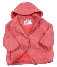 Růžová šusťáková prošívaná zateplená bunda s kapucí zn. Mothercare
