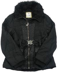 Černá šusťáková zateplená bunda s kapucí s oušky zn. Debenhams