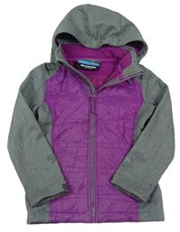 Šedo-fialová šusťákovo/softshellová bunda s kapucí zn. Trespass