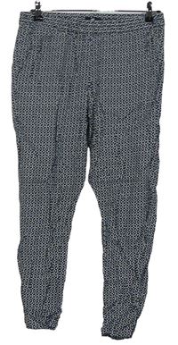 Dámské černo-modré vzorované volné kalhoty zn. H&M