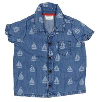 Modrá riflová košile s lodičkami zn. F&F