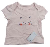 Růžové tričko s kočičkou zn. Mothercare