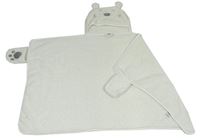 Bílá chlupatá deka s kapucí - medvěd 