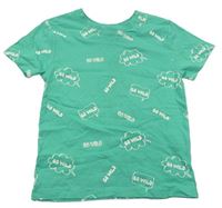 Zelené tričko s nápisy zn. Primark