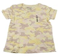 Vanilkovo-žluto-růžové army tričko s nápisem zn. Primark