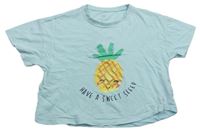 Světlemodré crop tričko s ananasem zn. F&F