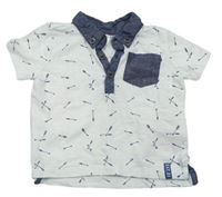 Bílo-modré vzorované polo tričko zn. F&F