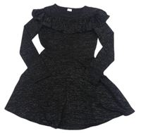 Černé třpytivé šaty s volánkem zn. F&F
