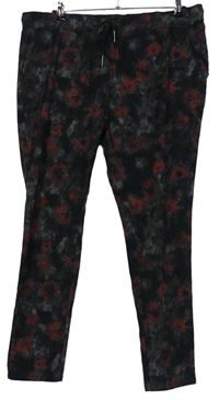 Dámské černo-červené květované kalhoty zn. Janina 