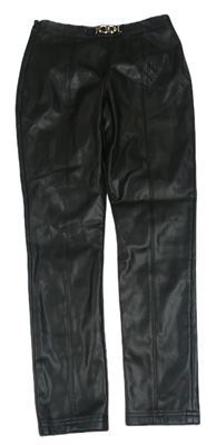 Černé koženkové kalhoty s přezkou zn. RIVER ISLAND