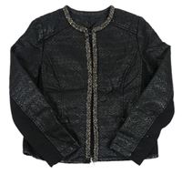 Černá prošívaná koženková zateplená bunda s korálky zn. Candy Couture