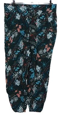 Dámské tmavozelené květované harémové capri kalhoty zn. Gina Benotti 