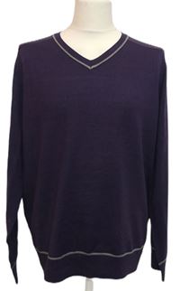 Pánský fialový svetr s pruhy 