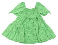 Zelené květované lehké šaty se žabičkováním zn. Next