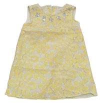 Bílo-žluté vzorované šaty s flitry zn. River Island