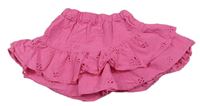 Růžové plátěné sukňové kraťasy s madeirou zn. F&F
