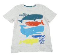 Bílé tričko s velrybami zn. C&A