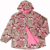 Růžovo-bílo-hnědá šusťáková vzorovaná bunda s motýlky zn. Tu