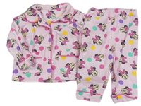 Světlerůžové puntíkaté flanelové pyžamo s Minnie zn. Disney