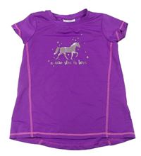 Fialové sportovní tričko s koněm zn. Topolino